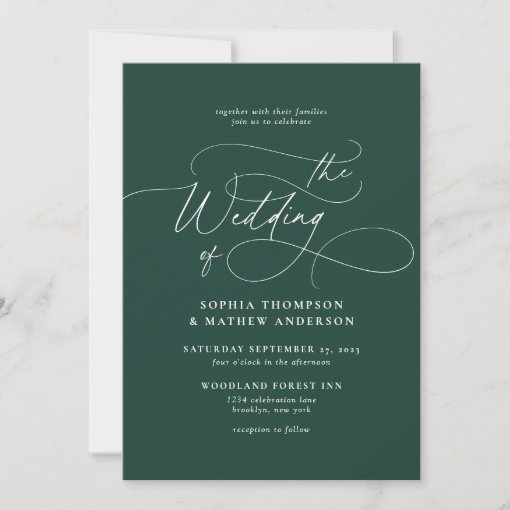 Elegant Emerald Green Qr Code All In One Wedding Invitation 