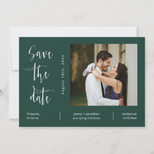 Elegant Emerald Green QR Code Photo Save the Date Invitation