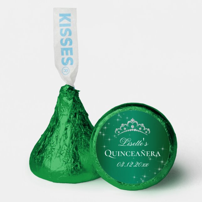 Elegant Emerald Green Quinceanera Custom Hershey®'s Kisses® (Front)