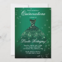 Elegant Emerald Green Quinceanera Invitation