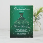 Elegant Emerald Green Quinceanera Invitation (Standing Front)