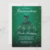 Elegant Emerald Green Quinceanera Invitation (Front)