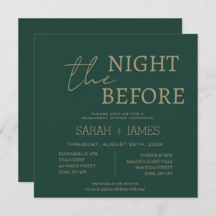 Elegant Emerald Green Rehearsal Dinner Wedding  Invitation