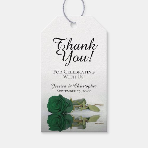 Elegant Emerald Green Rose Chic Wedding Thank You Gift Tags