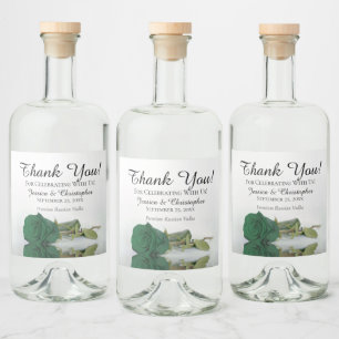Elegant Emerald Green Rose Chic Wedding Thank You Liquor Bottle Label