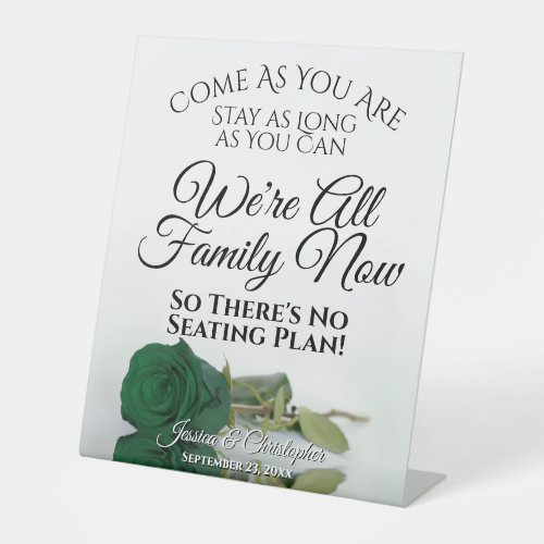Elegant Emerald Green Rose Open Seating Wedding Pedestal Sign