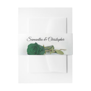 Elegant Emerald Green Rose Simple Glam Wedding Invitation Belly Band