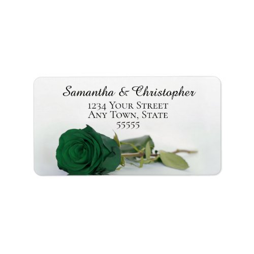 Elegant Emerald Green Rose Wedding Address Label