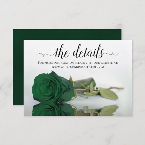 Elegant Emerald Green Rose Wedding Details Website Enclosure Card