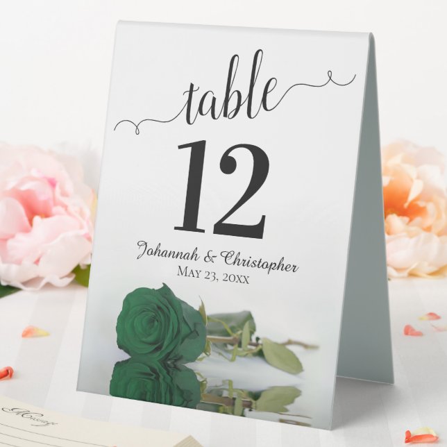 Elegant Emerald Green Rose Wedding Table Number Table Tent (In SItu (Wedding))