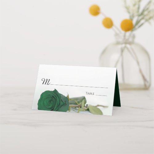 Elegant Emerald Green Rose Wedding Write_In Place Card