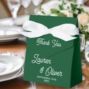 Elegant Emerald Green Script Minimalist Wedding Favor Boxes