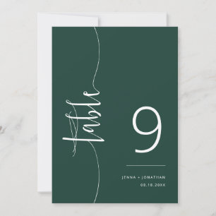 Elegant Emerald Green Script Wedding Table Number