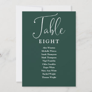 Elegant Emerald Green Seating Chart Table Number