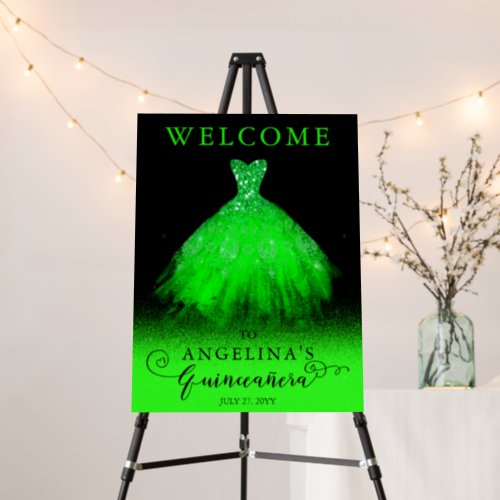 Elegant Emerald Green Spanish Gown Quinceaera Foam Board