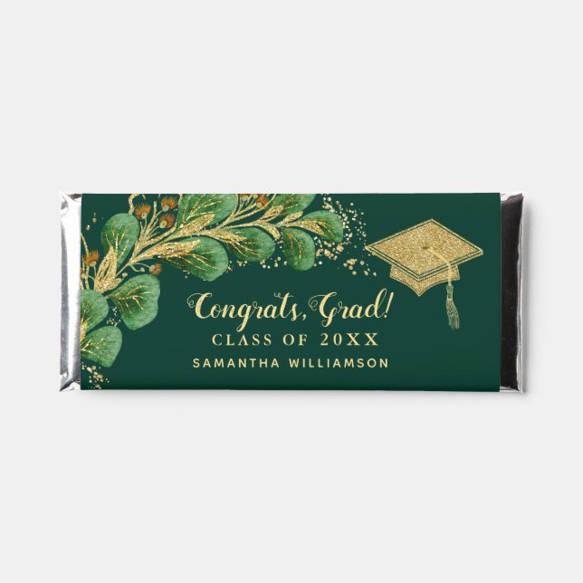 Elegant Emerald Green Thank You Graduation Hershey Bar Favors (Front)