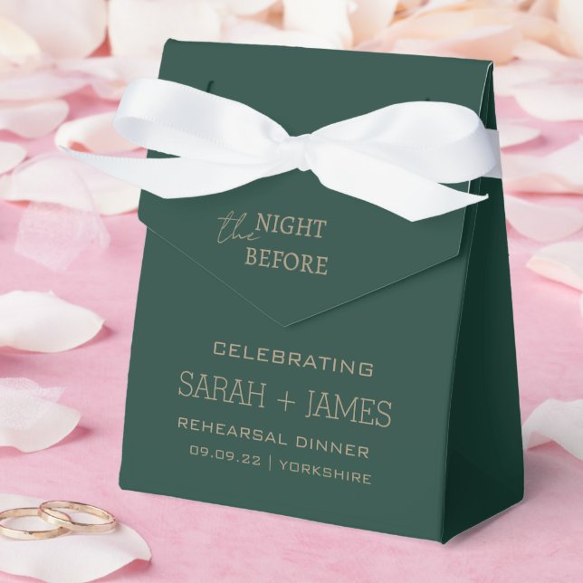 Elegant Emerald Green the Night Before Wedding  Favor Boxes (Wedding)