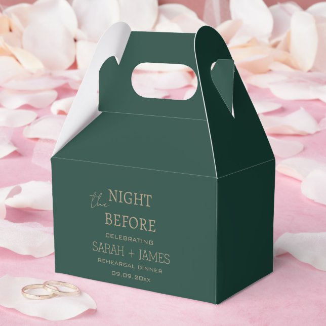 Elegant Emerald Green the Night Before Wedding  Favor Boxes (Wedding)