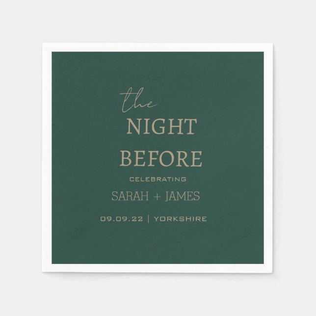Elegant Emerald Green the Night Before Wedding  Napkins (Front)