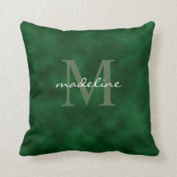 Elegant Emerald Green Velvet Script Monogram