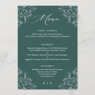 Elegant Emerald Green Vintage Wedding Menus