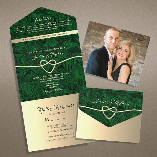 Elegant Emerald Green Wedding All In One Invitation
