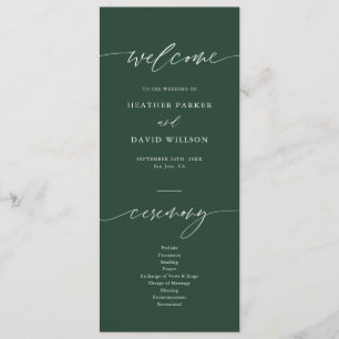 Elegant Emerald Green Wedding Ceremony Program