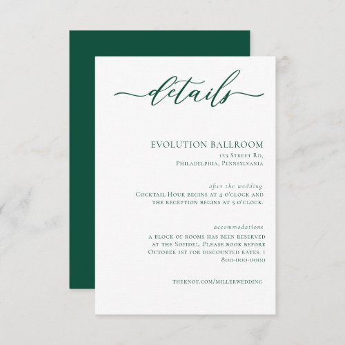 Elegant Emerald Green Wedding Enclosure Cards