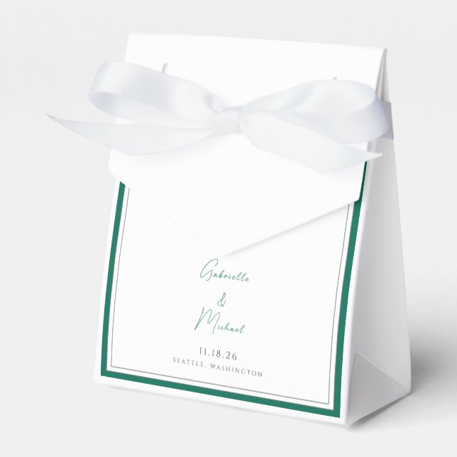 Elegant Emerald Green Wedding Favor Box (Front Side)