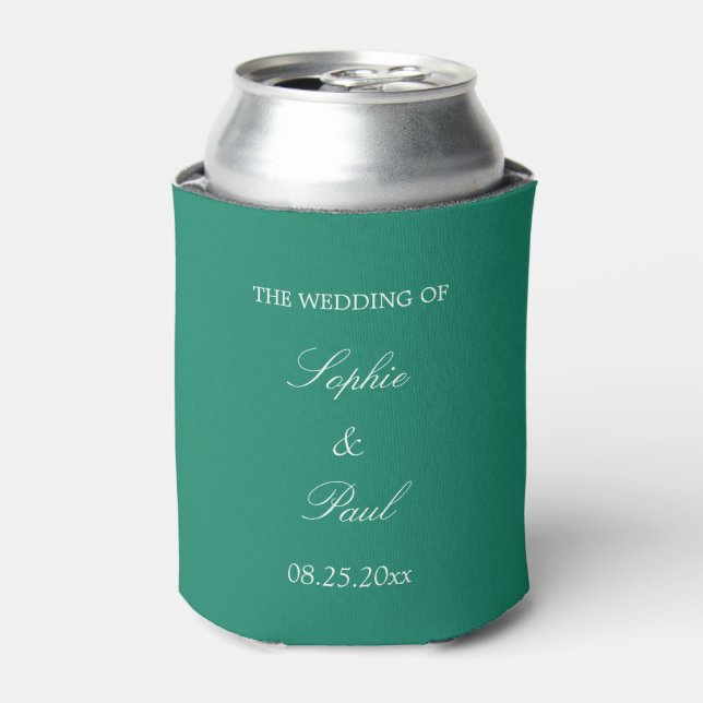 Elegant Emerald Green Wedding Favor Can Cooler (Can Front)
