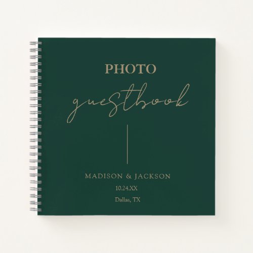 Elegant Emerald Green Wedding Guestbook Notebook