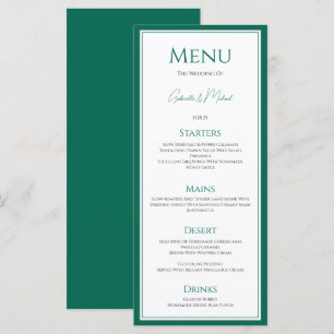 Elegant Emerald Green Wedding Menu Card