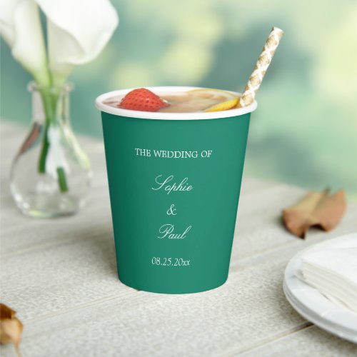 Elegant Emerald Green Wedding Paper Cups