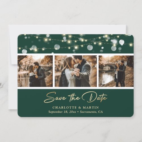 Elegant Emerald Green Wedding Photo Save The Date