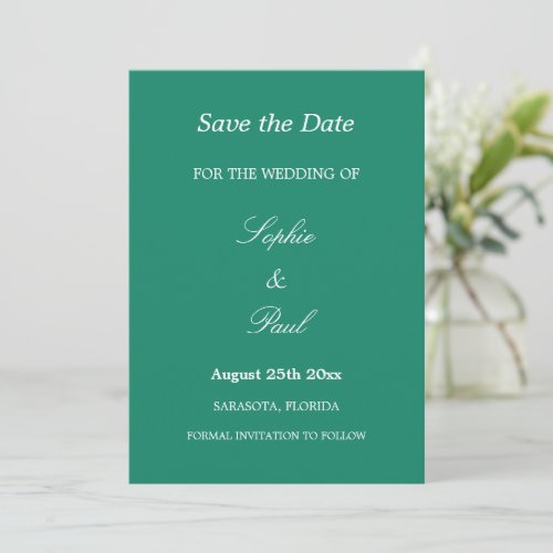 Elegant Emerald Green Wedding Save the Date
