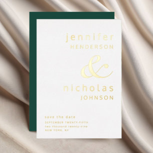 Elegant Emerald Green Wedding Save The Date Gold Foil Invitation