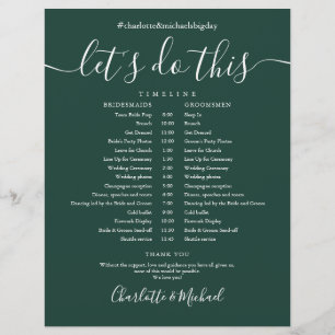 Elegant Emerald Green Wedding Schedule Timeline