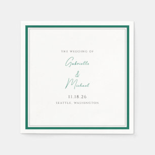 Elegant Emerald Green Wedding Script Napkins