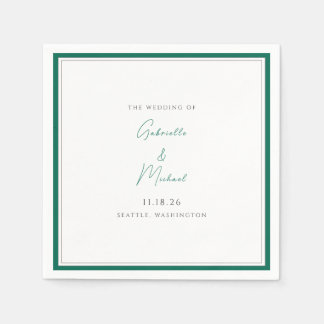 Elegant Emerald Green Wedding Script Napkins