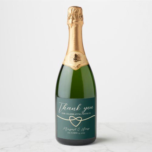 Elegant Emerald Green Wedding Sparkling Wine Label