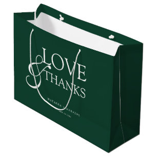 Elegant Emerald Green Wedding Thank You Large Gift Bag