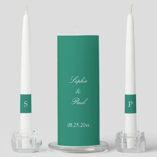 Elegant Emerald Green Wedding Unity Candle Set