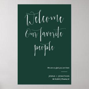 Elegant Emerald Green Welcome Wedding Ceremony Poster