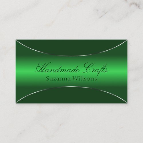 Elegant Emerald Green with Shimmery Silver Border Business Card