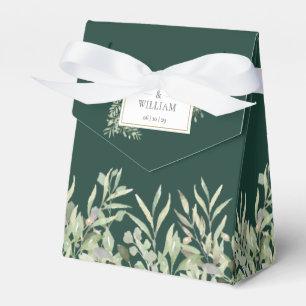 Elegant Emerald Greenery Foliage Wedding Favor Boxes