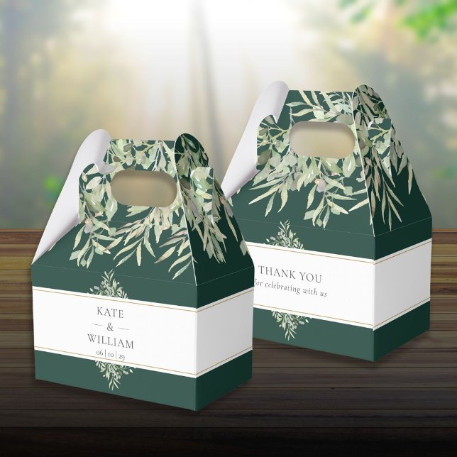 Elegant Emerald Greenery Wedding Favor Boxes (Elegant Emerald Greenery Wedding Favor Boxes)