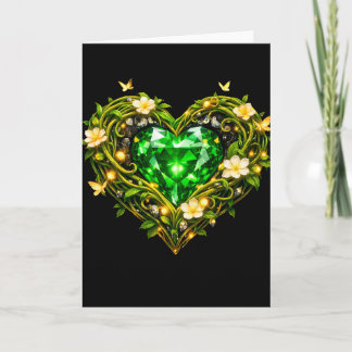 Elegant Emerald Heart Luxury Greeting Card