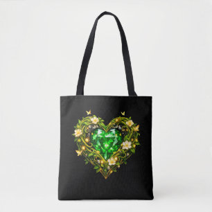 Elegant Emerald Heart Luxury Tote Bag
