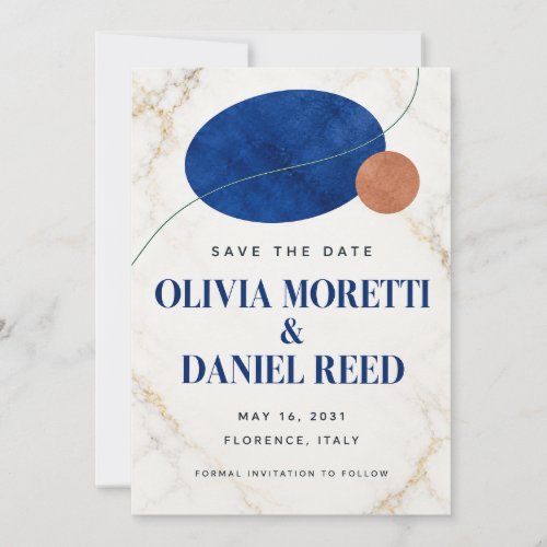 Elegant Emerald Ivory Marble Save the Date Invitat Invitation