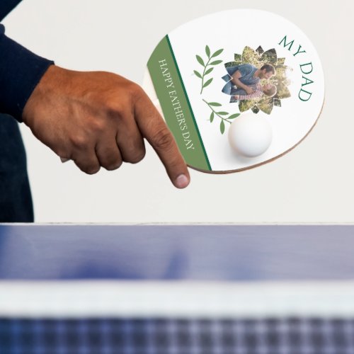 Elegant Emerald Ivy Father's Day Custom Photo Ping Pong Paddle